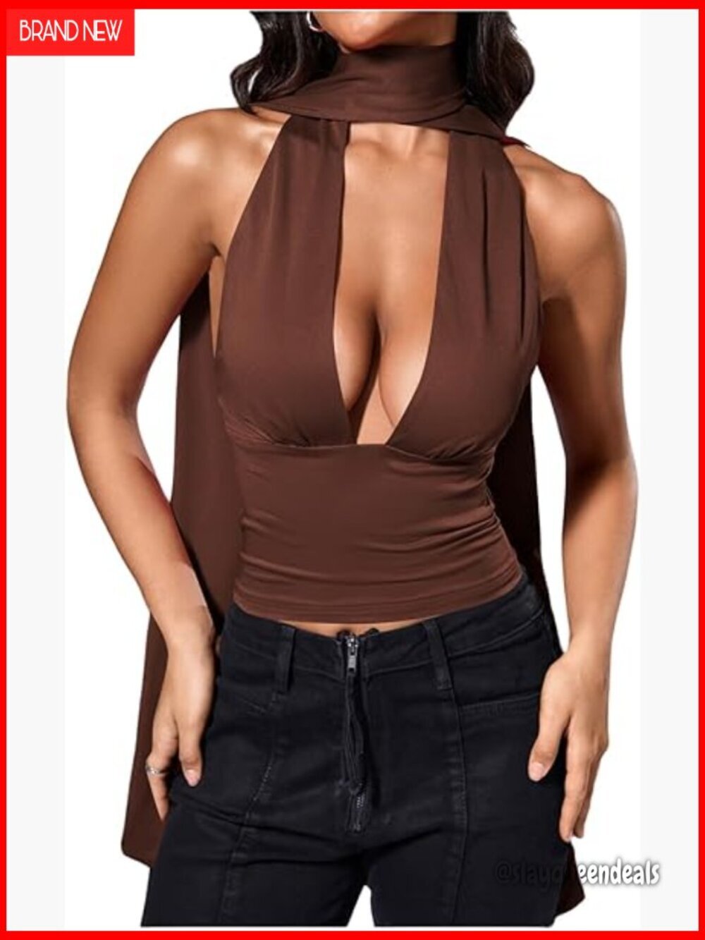 Sleeveless Halter Crop Top Deep V Backless Vest Party Clubwear